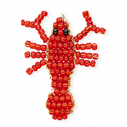 BY31® Glass seed beads charms lobster Red-Black-Gold