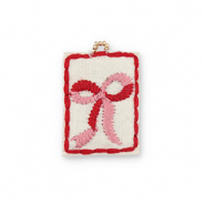 Handmade embroidered charms bow White-Pink-Red-Gold