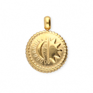 BY31® Stainless steel charms round with sun & moon Gold