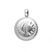 BY31&reg; Stainless steel charms round with sun & moon Silver