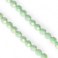 Round top faceted beads 6mm Light Green-AB Coating