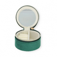Jewellery travel box with mirror round Emerald Green