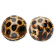 Beads ceramic 15mm with dots Dark Brown-Light Brown