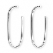 Statement earrings&nbsp;/&nbsp;earpins oval with stainless steel post Silver