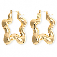 Statement earrings &nbsp;/&nbsp;creoles star with stainless steel post Gold