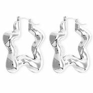 Statement earrings &nbsp;/&nbsp;creoles star with stainless steel post Silver