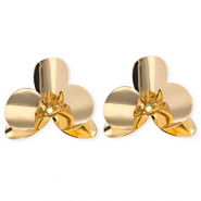 Statement earrings&nbsp;/&nbsp;earpins flower with stainless steel post Gold