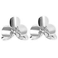 Statement earrings&nbsp;/&nbsp;earpins flower with stainless steel post Silver