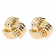 Statement earrings&nbsp;/&nbsp;earpins monkey's fist with stainless steel post Gold