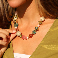 NEW Acrylic beads with gold-tone details