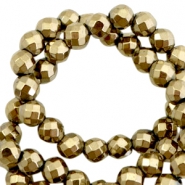 Round hematite beads 6mm faceted cut Antique gold