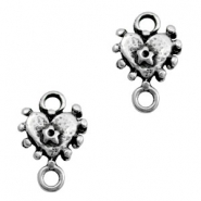 TQ metal charms connector heart Antique silver