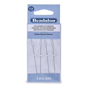 Beadalon Collapsible Eye Needles 6.4mm medium Silver