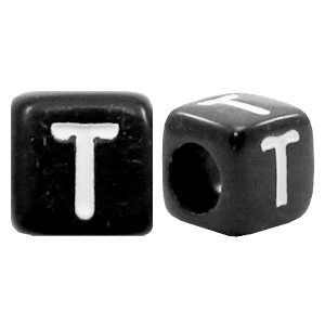 Acrylic letter beads letter T Black