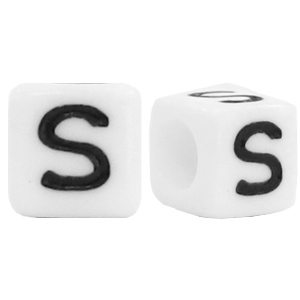 Acrylic letter beads letter S White