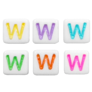 Acrylic letter beads letter W Multicolour-White
