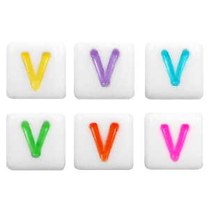 Acrylic letter beads letter V Multicolour-White