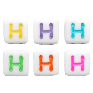Acrylic letter beads letter H Multicolour-White