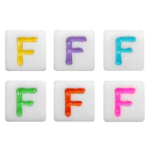 Acrylic letter beads letter F Multicolour-White
