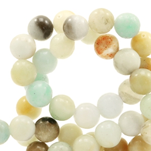 Natural stone beads Chalcedony (Quartz) 6mm Multicolour Soft Turquoise-Brown