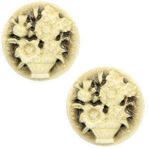 Basic cabochon cameo 20mm bouquet Black-Antique Gold