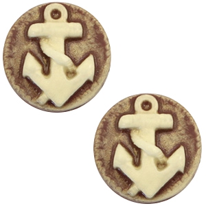 Basic cabochon cameo 20mm anchor Brown-Antique Gold