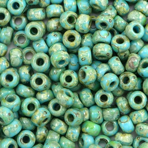 Miyuki seed beads 6/0 Opaque Picasso Turquoise Blue 6-4514
