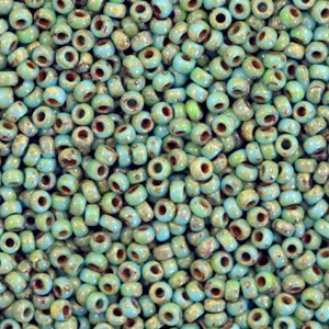 Miyuki seed beads 11/0 Opaque Picasso Turquoise Blue 11-4514
