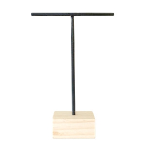 Jewellery display T-From for earrings with wooden standard Black-Wood