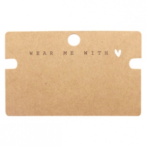 Jewellery cards "Wear Me With &hearts;" Brown