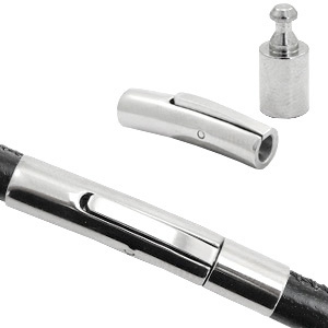 Stainless Steel findings click clasp &Oslash;4mm Antique Silver