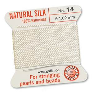 Griffin bead cord natural silk &Oslash;1.02mm White