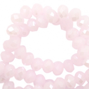 Top faceted beads 4x3mm disc Light Pink-Pearl shine Coating