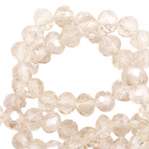 Top faceted beads 4x3mm disc Light Champagne-Pearl Shine Coating