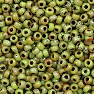 Miyuki seed beads 8/0 Opaque Picasso Chartreuse Green 8-4515