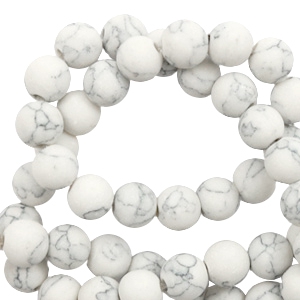 8 mm natural stone beads matt with marble look White