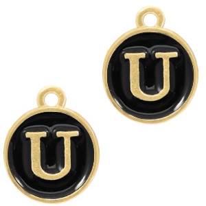 Metal charms letter U Gold-Black