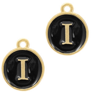 Metal charms letter I Gold-Black