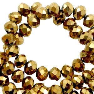 Top faceted beads 3x2mm disc Gold Metallic