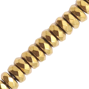 Hematite beads faceted disc Gold