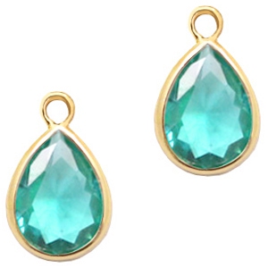 Crystal glass charms drop 11x8mm Emerald Blue Zircon Crystal-Gold