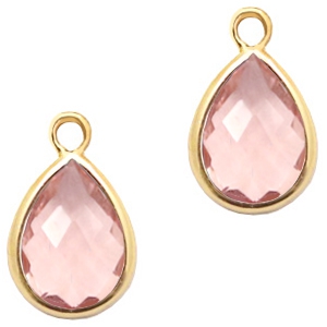 Crystal glass charms drop 11x7mm Vintage Pink Crystal-Gold