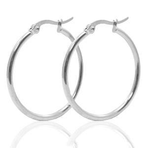Stainless Steel earrings creole 40mm Silver