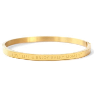 Stainless steel bracelets "LOVE LIFE AND ENJOY EVERY MOMENT" Gold