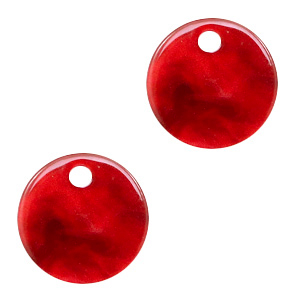 Resin pendants round 12mm Cherry Red