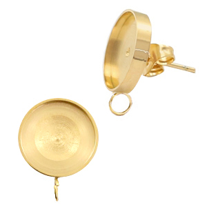 Polaris steel earrings (with vertical loop) setting for cabochon 12mm Gold