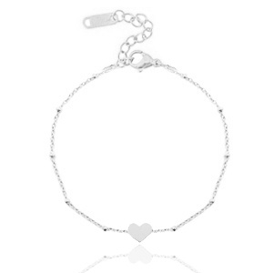 Stainless steel bracelets belcher chain heart &hearts; Silver
