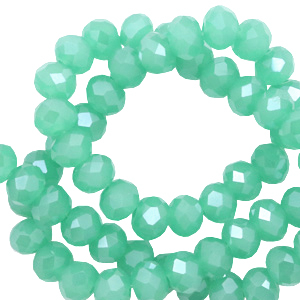 Top faceted beads 4x3mm disc Light Emerald Green-Pearl Shine Coating