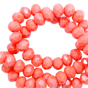 Top faceted beads 3x4mm disc Coral Red-Pearl Shine Coating