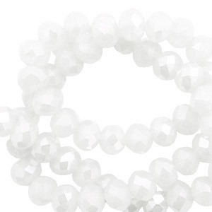 Top faceted beads 4x3mm disc White-Pearl Shine Coating
